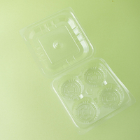 Boîte à tartelettes jetable transparente en PET à 4 compartiments, emballage alimentaire transparent pour boulangerie, conteneur à clapet avec couvercle articulé