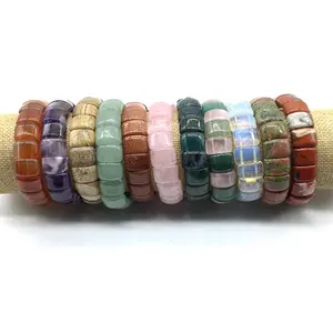 Natural Stone Bangles Colorful Crystal Elastic Bracelet Loose Gemstone Beads for Woman Jewelry Crystal Jasper Agates etc