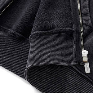 Sudadera con capucha retro degradada con cremallera, de gran tamaño, prémium, con estampado de bordado 3D personalizado, lavado ácido, de peso pesado, al por mayor - Product Image 6