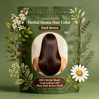 Herbal Dark Brown Henna Powder for Hair Dye, Natural Dark Brown Hair Color No Ammonia Custom Package