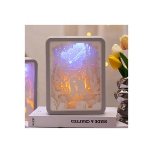 Romantique clair <span class=keywords><strong>de</strong></span> lune amant 3D papier Sculpture veilleuse décoration <span class=keywords><strong>de</strong></span> la maison cadeau pour chambre visualisation créative carré <span class=keywords><strong>nuit</strong></span> Led - Product Image 2