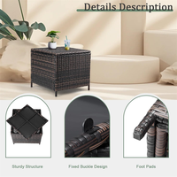 Boîte de rangement carrée en rotin, table d'appoint en osier PE résistant aux intempéries pour patio, jardin et bord de piscine