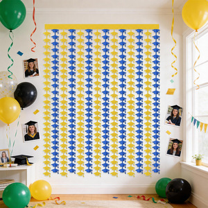 Cortina de Oropel de 1x2m para la Temporada de Graduación, Material PET, Forma de Birrete, Fondo Brillante para Fiestas, Decoración de Fiesta con Combinación de Colores - Product Image 3