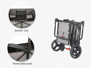 Chariot pliable pas cher en gros avec auvent, chariot utilitaire portable pour le shopping et le jardin, double siège et plateau amovible - Product Image 3