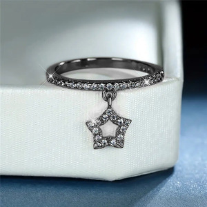 Anello con Ciondolo a Forma di Stella e Cuore in Zircone per Donne, Gioiello da Dito Dolce e Alla Moda - Product Image 3