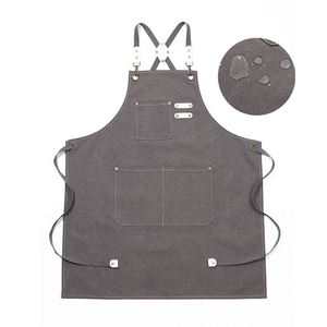 Tablier robuste imperméable sans manches avec logo personnalisé, réutilisable, durable, bretelles croisées, poches pour outils de menuiserie pour artisans - Product Image 1