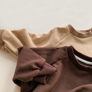 <span class=keywords><strong>Pull</strong></span>-over en coton 100% pour filles et garçons, automne, écologique, anti-rétrécissement, col rond, uni, ample, t-shirt - Product Image 6