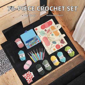 Kit de crochet pour débutants transfrontalier mondial de 76 pièces avec sac de rangement en laine tricotée à la main et matériel de fil - Product Image 2