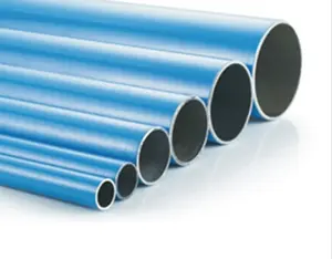 压缩空气用粉末涂层铝管和配件铝挤压空气管蓝色铝管