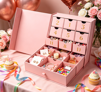 Boîte cadeau de luxe rose personnalisée en forme de livre avec compte à rebours, idéale pour boîte cadeau magnétique à clapet