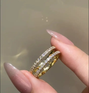 High Quality 925 Silver Moissanite Classic Style Insert Wedding Band Engagement <b>Ring</b> Enhancer in Yellow Gold Plated for Women's. - Product Image 2