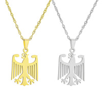 Collier unisexe sportif avec pendentif aigle allemand en acier inoxydable et chaîne à motif vague d'eau, pour le marché international