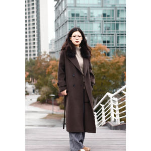 <span class=keywords><strong>Manteau</strong></span> <span class=keywords><strong>oversize</strong></span> pour femme, nouvelle collection automne-hiver, élégant, uni, col à revers, en cachemire et <span class=keywords><strong>laine</strong></span>, avec fourrure de renard - Product Image 2