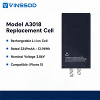 Batterie de remplacement pour iPhone 15 3349mAh, batterie Li-ion rechargeable, adaptateur de réparation de téléphone, vente en gros