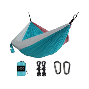 Outdoor Hammock Nylon Parachute Fabric Single Double Camping Swing Chair Blue Teal Color Lightweight Portable Backpacking Gear - Product Image 2