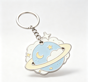 Custom Metal Planet Key Chain Enamel Star Moon <b>Keyring</b> Handmade Lightweight Gift for Christmas Birthday Wedding - Product Image 3