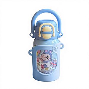 Regalo para Bebés, Termo de Acero Inoxidable de 550 ml, Botella de Agua Ecológica con Diseño de Dibujos Animados para la Escuela, Vaso con Pajita y Cuerda - Product Image 1