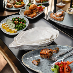 Piatti <span class=keywords><strong>di</strong></span> lusso moderni creativi in ceramica con guscio <span class=keywords><strong>di</strong></span> ostrica progettati piatti per cucina privata per feste specialità Sashimi <span class=keywords><strong>di</strong></span> pesce hotel - Product Image 3