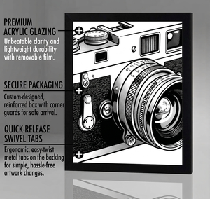 Cadre <span class=keywords><strong>photo</strong></span> noir 18x24 avec moulure large en bois d'ingénierie et <span class=keywords><strong>plexiglas</strong></span> poli pour montage mural vertical ou horizontal - Product Image 3