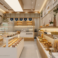 Vitrine murale ouverte pour pain et gâteaux avec éclairage LED et armoire de rangement intégrée