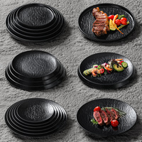 Assiettes de service haut de gamme en mélamine à motif pierre, pour salades, desserts et steaks, qualité alimentaire, compatibles lave-vaisselle, pour hôtels