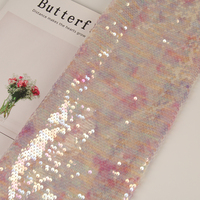 Tissu de mariée de luxe en polyester à impression numérique, broderie de sequins, maille extensible à paillettes de 5 mm pour robe, personnalisable OEM
