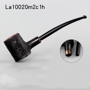 Briar Wood Smoking Pipe Bent Type Black Glossy Finish Long Handle Tobacco Pipe For Reading And Gift - Product Image 1