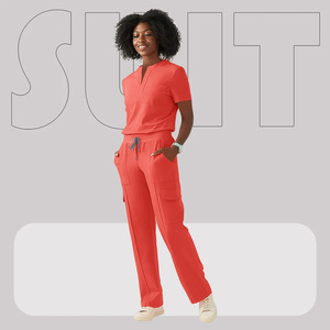 Women Scrub <b>Set</b> V-Neck Two Piece Uniform Moisture Wicking Hospital Workwear Split <b>Set</b> For Clinic <b>Doctor</b> Nurse Uniforms - Product Image 3