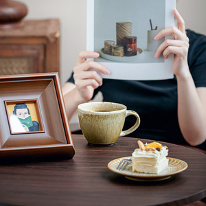 Tasse en céramique de grand diamètre de style japonais vintage avec des cadeaux d'exportation transfrontalière de personnalité unique - Product Image 3
