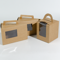 Vente en gros Boîte d'emballage de gâteau au chocolat en papier kraft avec fenêtre transparente mini cheesecakes pour pâtisserie macarone