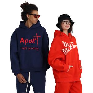 Sudaderas con capucha de lana personalizadas de peso pesado de 350gsm para hombre, cálidas de invierno, de gran tamaño, Unisex, con estampado 3D bordado con forro sólido - Product Image 3