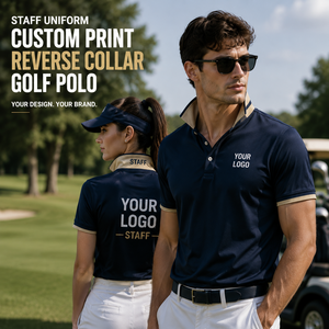 Chemise polo de golf respirante à manches courtes pour hommes, uniforme de personnel de haute qualité, impression personnalisée, col inversé - Product Image 1