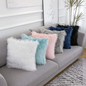 <strong>White</strong> Modern Decorative <strong>Fluffy</strong> Polyester Faux Fur Throw <strong>Pillow</strong> Covers Square Fuzzy Cushion Case New Luxury Series - Product Image 6
