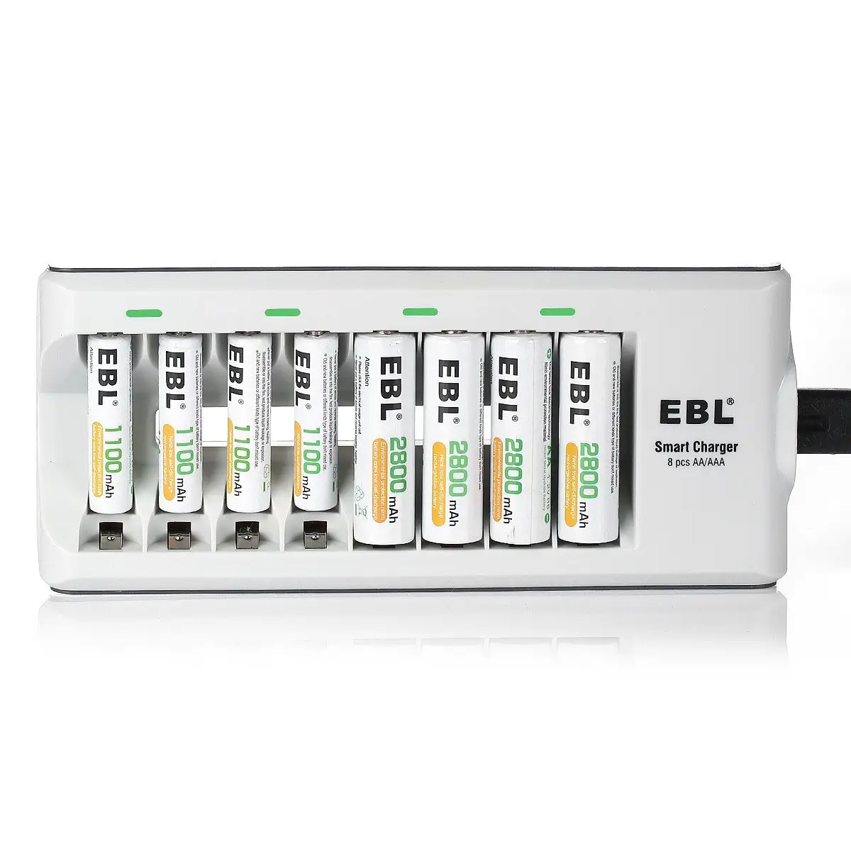 EBL 8Bay Battery Charger With AA 2800mAh Batteries AAA Long lasting Rechargeable Batteries