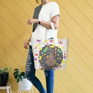 Sac fourre-tout personnalisé avec imprimé de fille africaine noire, sacs en TPU holographiques transparents au laser, sacs de plage, sacs de shopping - Product Image 6