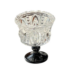 Ensemble de 5 verres à vin vintage de style français, embossés, taille standard, pour vin rouge et vin doux, verrerie pour occasions de mariage - Product Image 2