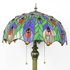 LongHuiJing 16-Inch Tiffany Lamp Living Room Floor <b>Lights</b> Modern Minimalist Personality Peacock Floor Lamps Stained Glass - Product Image 5