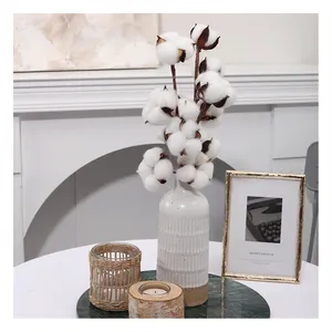H213417 Großhandel Indoor DIY natürliche getrocknete Baumwoll stiele Blumen dekor künstliche Baumwoll blume