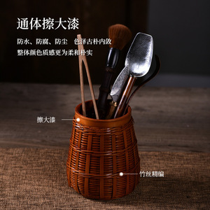 Bamboo Tea Set Six Gentlemen Tea Ceremony Tools Desktop Storage Tea Knife Tongs Spoon Scoop Filter Caddy Chinese Style - Product Image 2