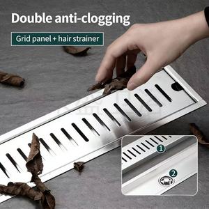 Siphon de sol rectangulaire moderne à drainage latéral, grille de drainage linéaire pour <span class=keywords><strong>douche</strong></span>, acier inoxydable 304, hôtel, cuisine, <span class=keywords><strong>baignoire</strong></span>, facile - Product Image 2