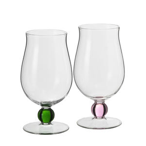 Samyo - Vasos de Vidrio de Borosilicato de Lujo Personalizados al por Mayor para Vino, Jugo, Cerveza, con Tallo de Bola de Color - Product Image 2