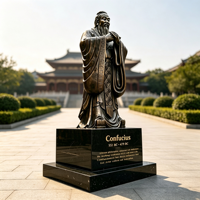 Statue de Confucius chinois en bronze, figurine de savant sur socle en marbre, cadeau culturel moderne pour l'extérieur