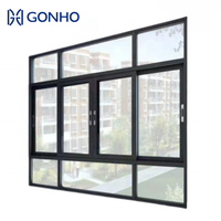 GONHO Usine Fenêtres coulissantes en aluminium noir à double vitrage et double vitrage à ressort à gaz de haute qualité australienne