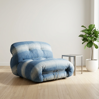 Canapé sectionnel convertible moderne en velours, une place, avec design capitonné et rembourrage en éponge, idéal pour les appartements