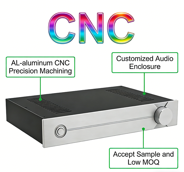 1000w Amplifier Board Box Case AL-Aluminum CNC Machining Audio Enclosure Custom Factory Manufacturer