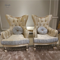 Meubles de salon antiques de l'arabie saoudite, tissu de luxe Royal, canapé classique et une place en bois, design arabe