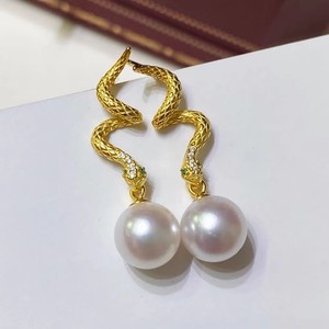 Aretes de Plata S925 22460, Accesorios de Perlas para DIY, Bandeja Hueca, Joyería de Serpiente Espiritual, Aretes con Cuentas de 9-13mm, Aretes Colgantes de Moda - Product Image 1