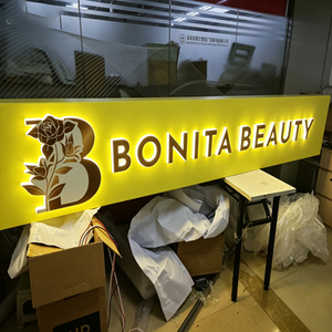 ป้ายโลโก้สแตนเลสและอะคริลิคแบบกำหนดเอง พร้อมไฟ LED สำหรับใช้งานกลางแจ้ง ติดตั้งง่าย รูปทรงสี่เหลี่ยมผืนผ้า - Product Image 3