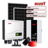 Systèmes solaires en promotion 5 kW 10 kW, systèmes photovoltaïques (PV) hors réseau/sur réseau MPPT à batterie lithium-ion pour l'énergie domestique