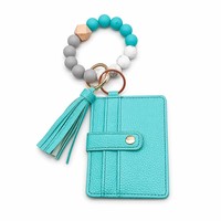 Set Hadiah Dompet Gantungan Kunci Tempat Kartu Gelang Silikon Motif Marmer Mewah